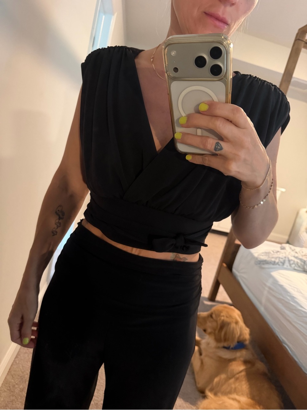Express Black Two Piece Crop Top Pants Set Size M/S